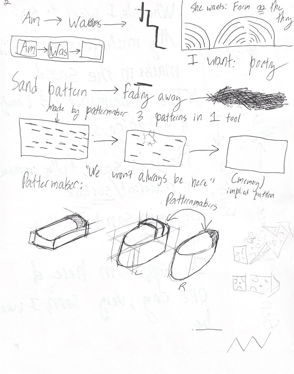 Early form explorations and pattern thinking.