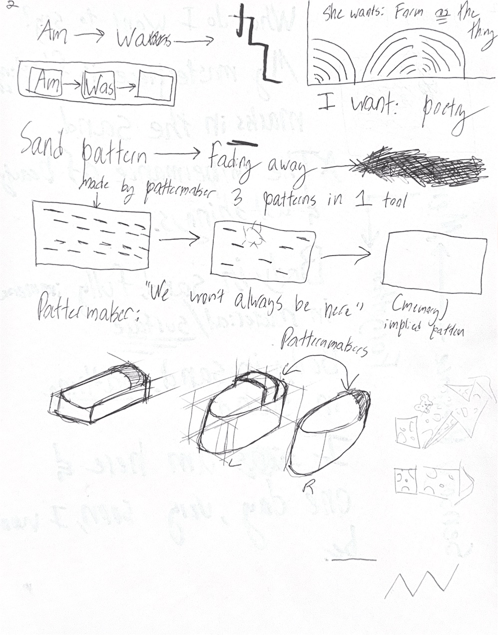 Early form explorations and pattern thinking.